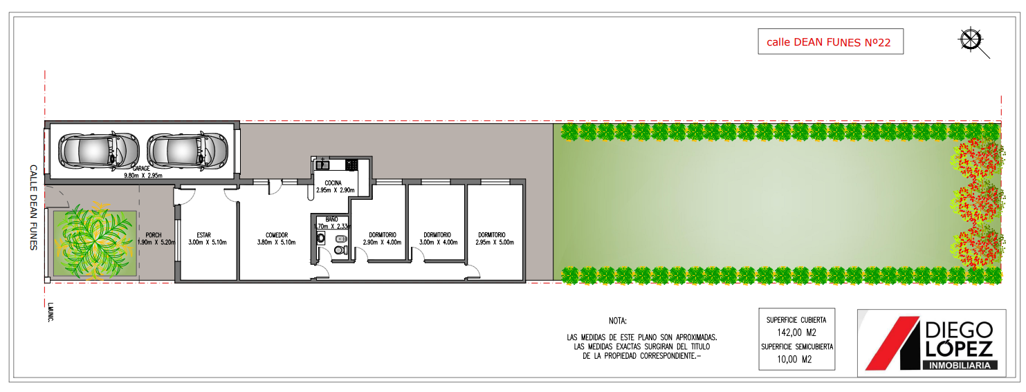 Casa de 3 dormitorios con cochera y terreno amplio